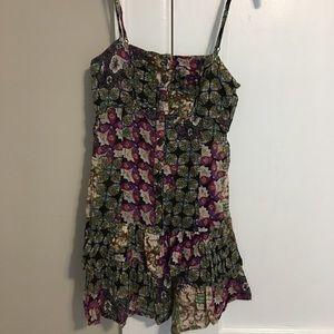 Print Mini Dress with Spaghetti Straps